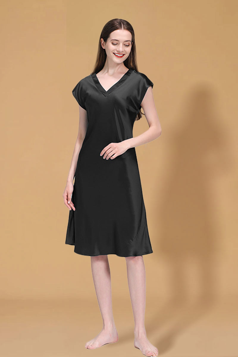 mulberry silk night dress 22 Momme Sexy 100% Mulberry Silk Nightdress For Women