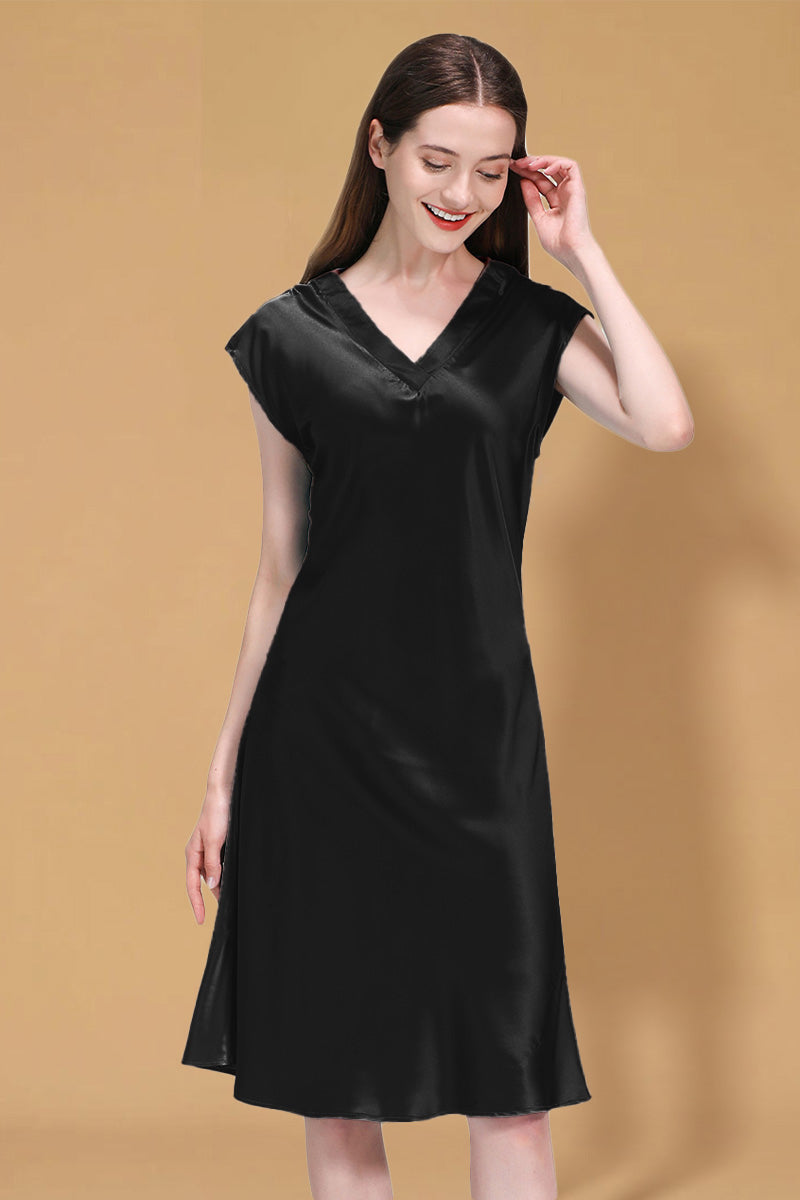 Mulberry Silk V-Neck Nightgown – Silk&Seta Sensation Mulberry Silk V-Neck Nightgown – Silk&Seta Sensation
