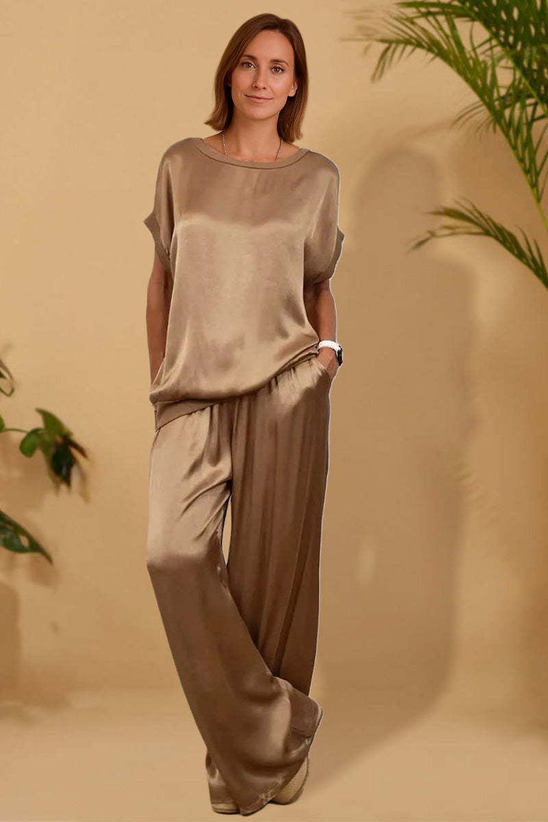&quot;Silken Escape&quot; Satin Two-Piece Set