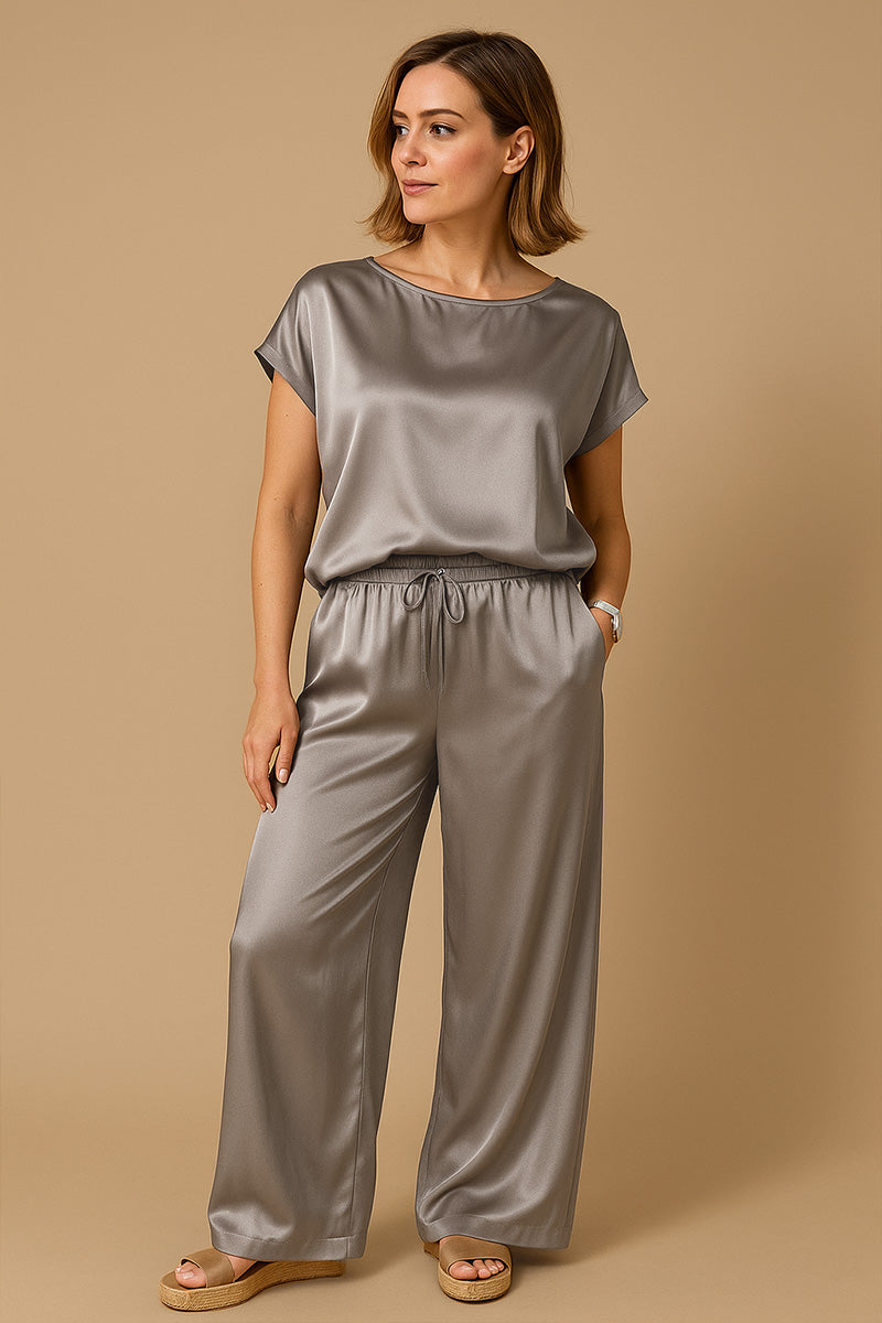 &quot;Silken Escape&quot; Satin Two-Piece Set