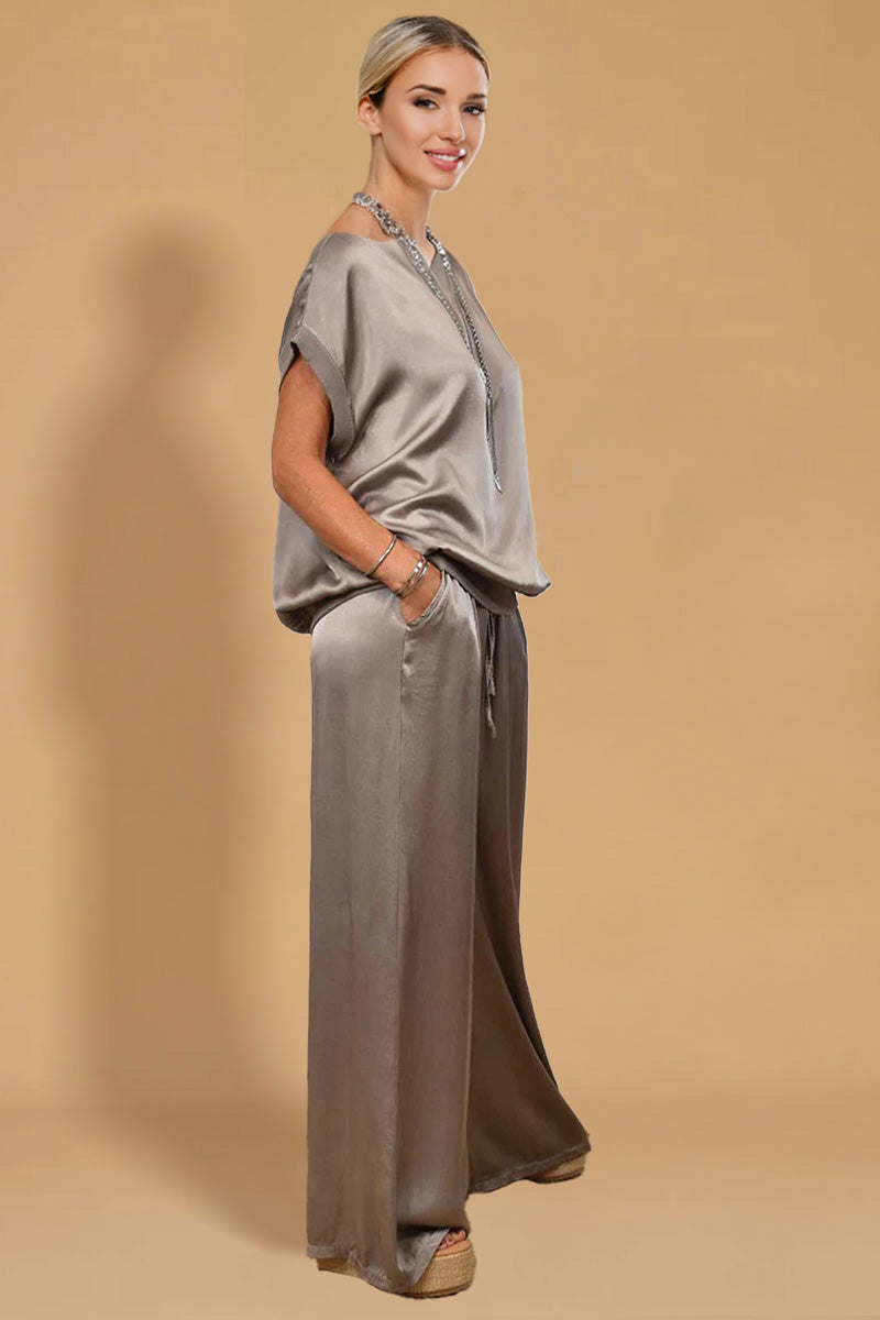 &quot;Silken Escape&quot; Satin Two-Piece Set