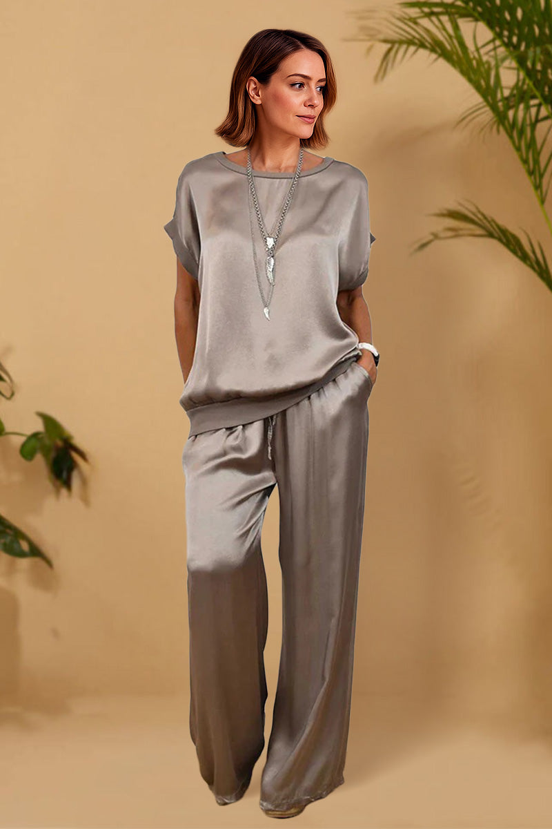 &quot;Silken Escape&quot; Satin Two-Piece Set