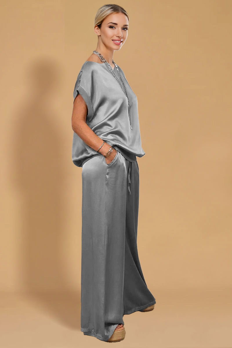 &quot;Silken Escape&quot; Satin Two-Piece Set