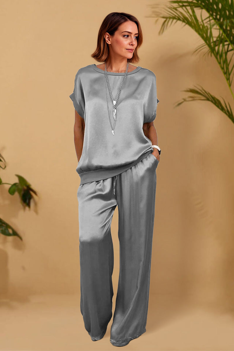 &quot;Silken Escape&quot; Satin Two-Piece Set