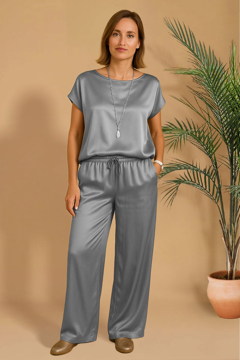 &quot;Silken Escape&quot; Satin Two-Piece Set