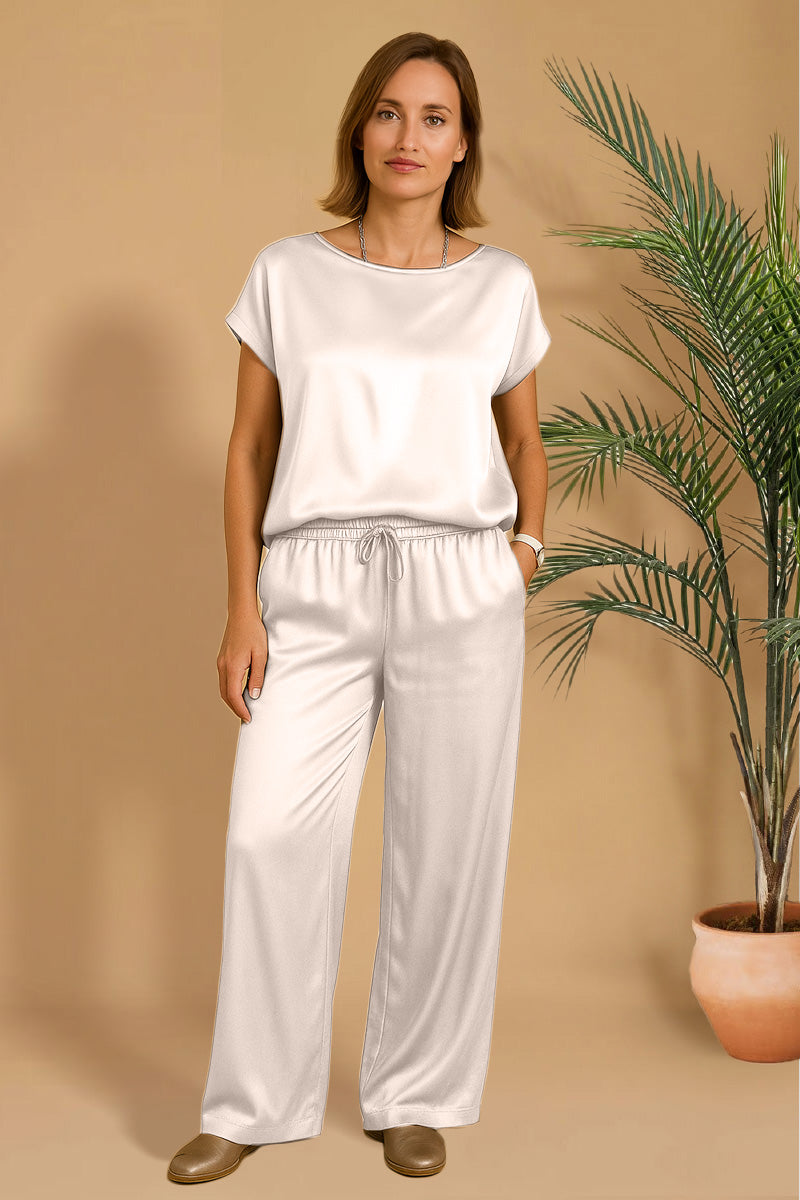 &quot;Silken Escape&quot; Satin Two-Piece Set