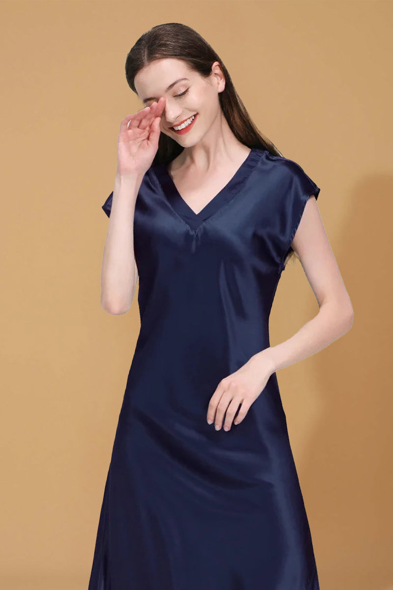 Mulberry Silk V-Neck Nightgown